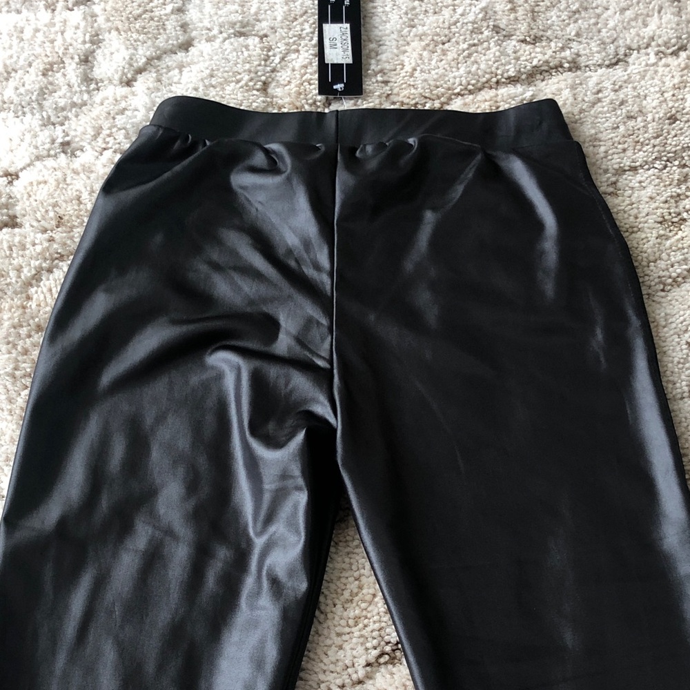 TRUE ROCK Black Faux Leather Pants with Gold Zippers - Picture 5 of 5